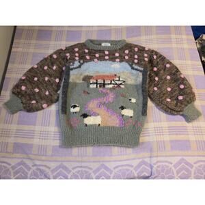 Susie Lee Vintage 80s Mohair Sheep Ranch Design Hand Knit Sweater Covent Garden